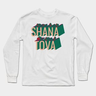 3D retro style Shana Tova apple Long Sleeve T-Shirt